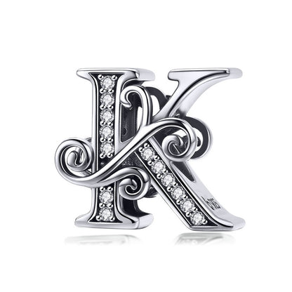 925 Sterling Silver Letter Charm - TEA LU SHOP