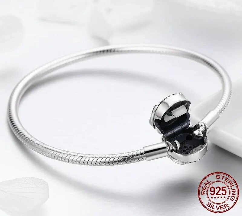 925 Sterling Silver Cute Owl Clasp Bracelet - TEA LU SHOP