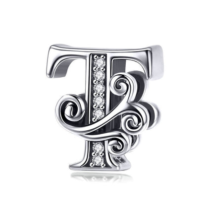 925 Sterling Silver Letter Charm - TEA LU SHOP