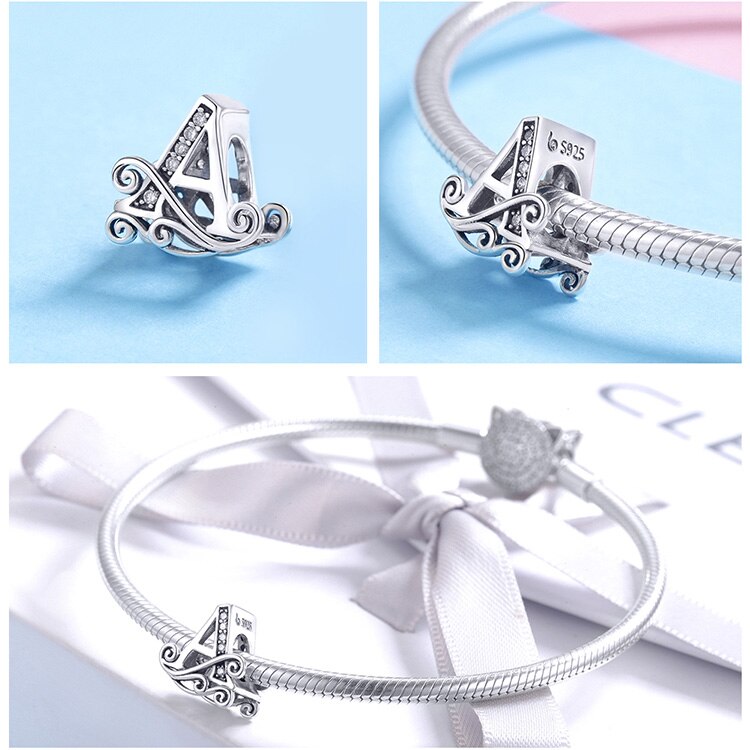 925 Sterling Silver Letter Charm - TEA LU SHOP