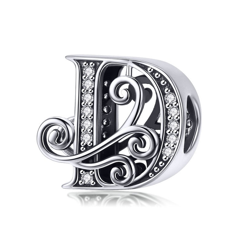 925 Sterling Silver Letter Charm - TEA LU SHOP