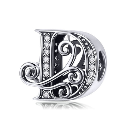 925 Sterling Silver Letter Charm - TEA LU SHOP