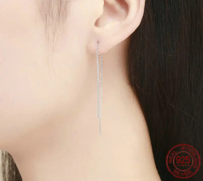 925 Sterling Silver Tassel Drop Earrings - TEA LU SHOP