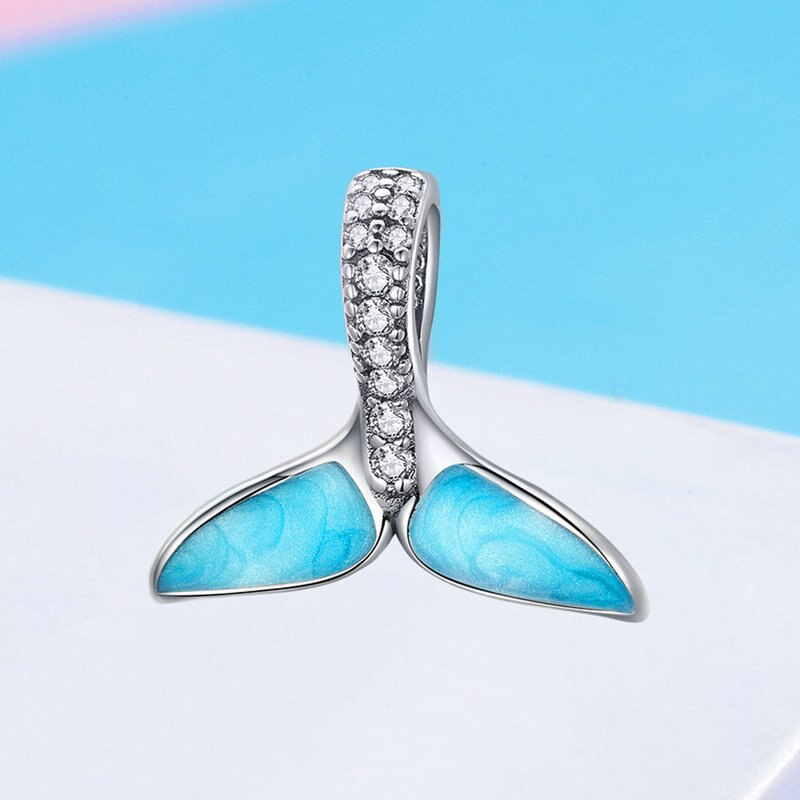 925 Sterling Silver Mermaid's Tail Blue Pendant - TEA LU SHOP