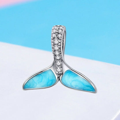 925 Sterling Silver Mermaid's Tail Blue Pendant - TEA LU SHOP