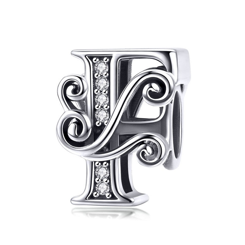 925 Sterling Silver Letter Charm - TEA LU SHOP