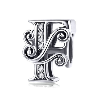 925 Sterling Silver Letter Charm - TEA LU SHOP
