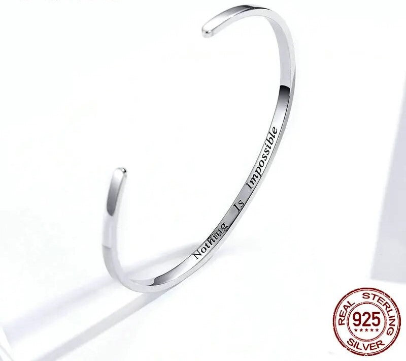 925 Sterling Silver Bracelet "Nothing is impossible" - TEA LU SHOP