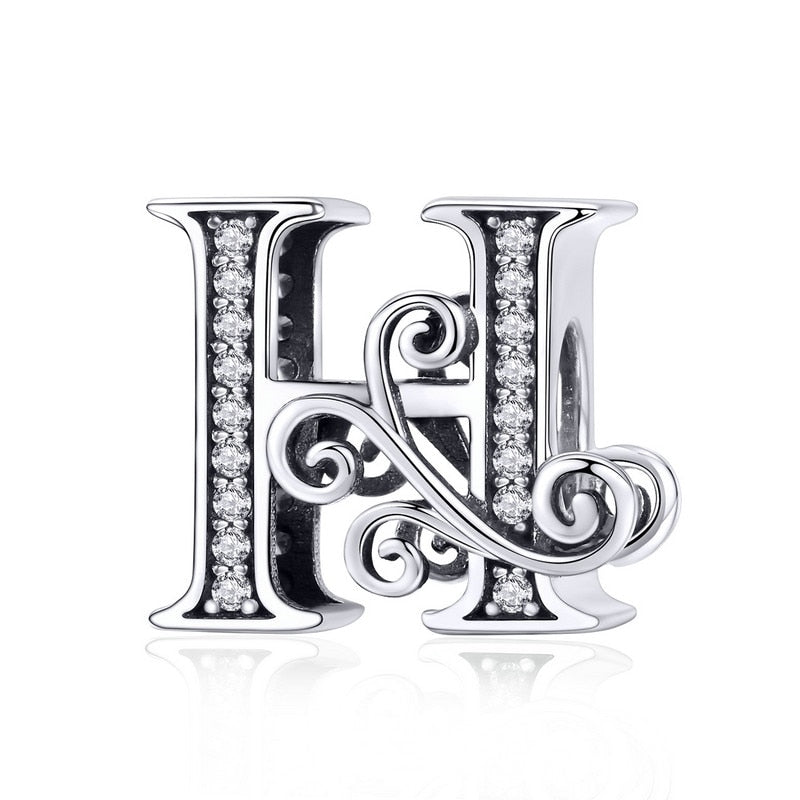 925 Sterling Silver Letter Charm - TEA LU SHOP