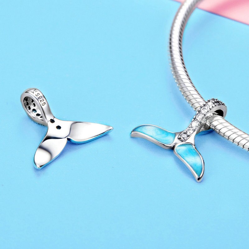 925 Sterling Silver Mermaid's Tail Blue Pendant - TEA LU SHOP