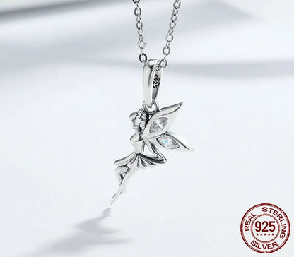925 Sterling Silver Flower Fairy Necklace - TEA LU SHOP