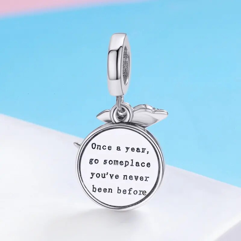 925 Sterling Silver World Plane Pendant - TEA LU SHOP