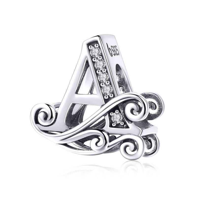 925 Sterling Silver Letter Charm - TEA LU SHOP