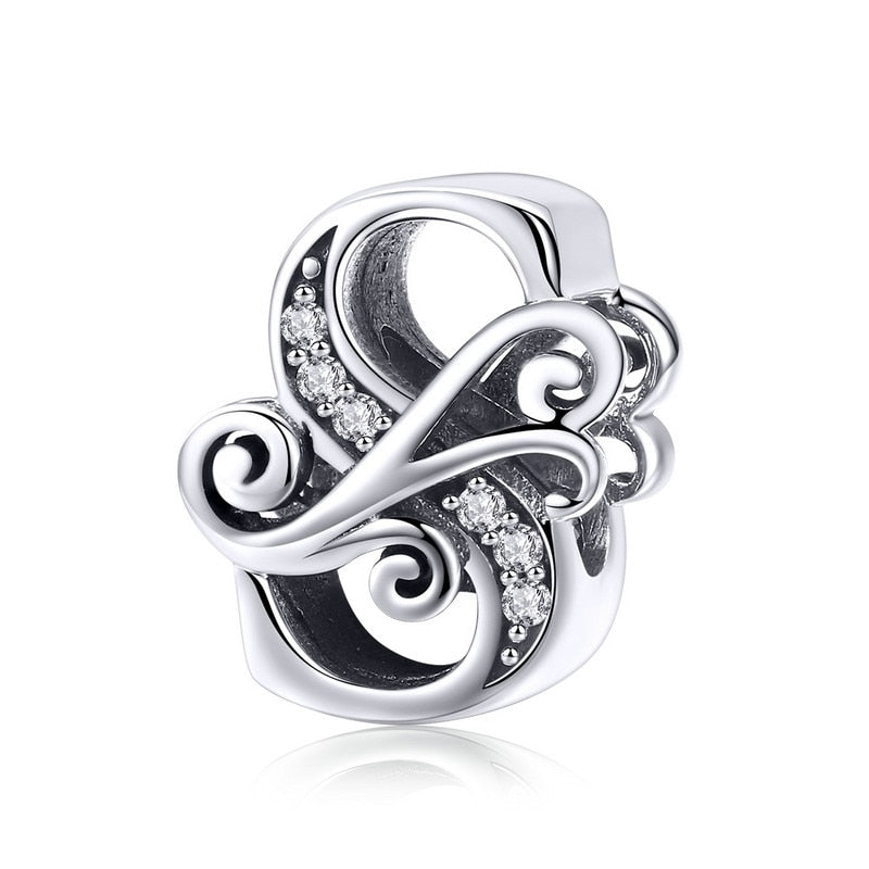 925 Sterling Silver Letter Charm - TEA LU SHOP