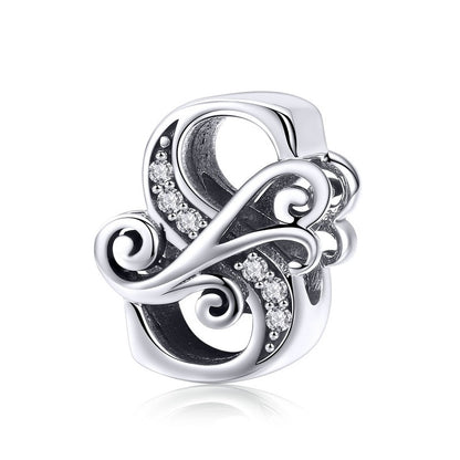 925 Sterling Silver Letter Charm - TEA LU SHOP