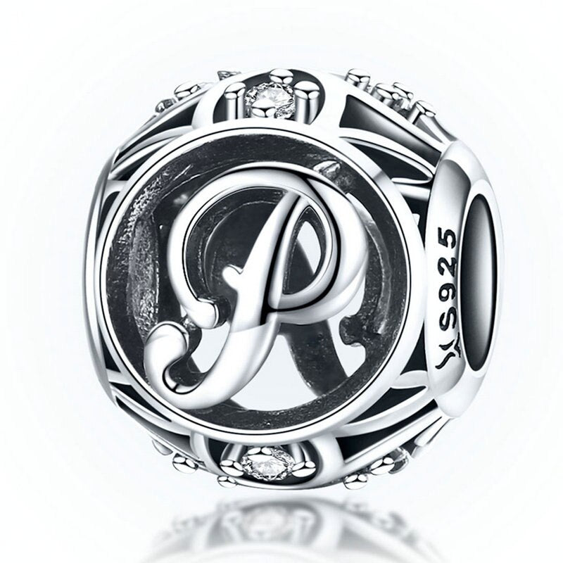 925 Sterling Silver Letter Charms - TEA LU SHOP
