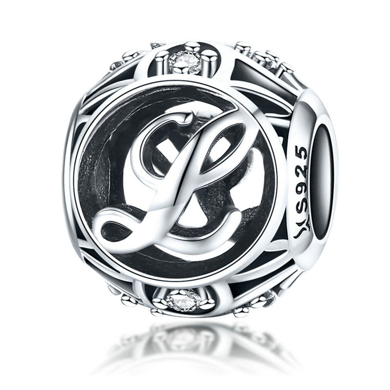 925 Sterling Silver Letter Charms - TEA LU SHOP
