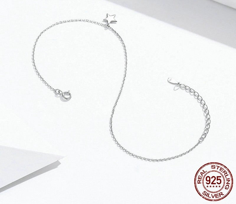 925 Sterling Silver Star Anklet - TEA LU SHOP