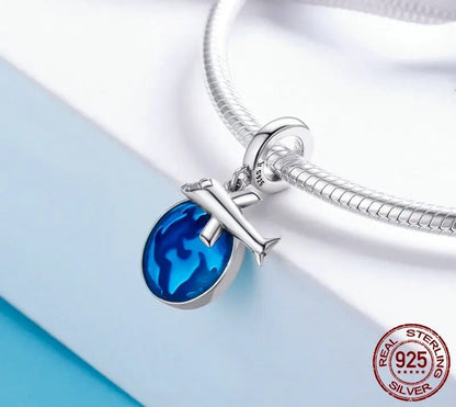 925 Sterling Silver World Plane Pendant - TEA LU SHOP