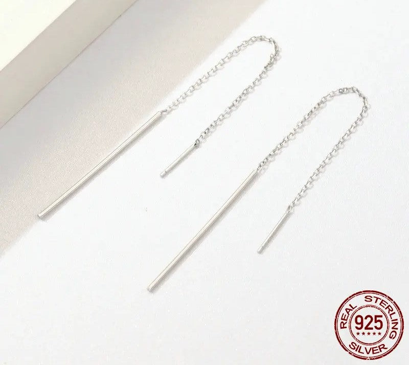 925 Sterling Silver Tassel Drop Earrings - TEA LU SHOP