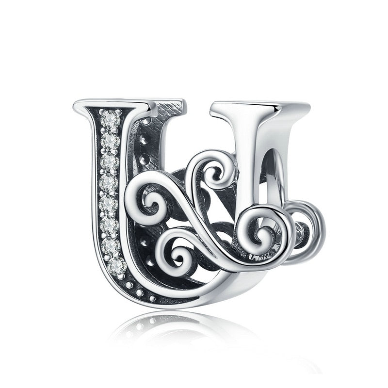 925 Sterling Silver Letter Charm - TEA LU SHOP