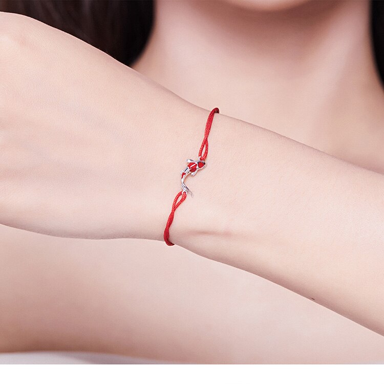 925 Sterling Silver Lucky Fish Rope Bracelet - TEA LU SHOP