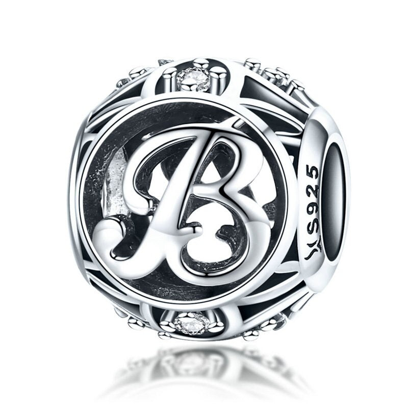 925 Sterling Silver Letter Charms - TEA LU SHOP