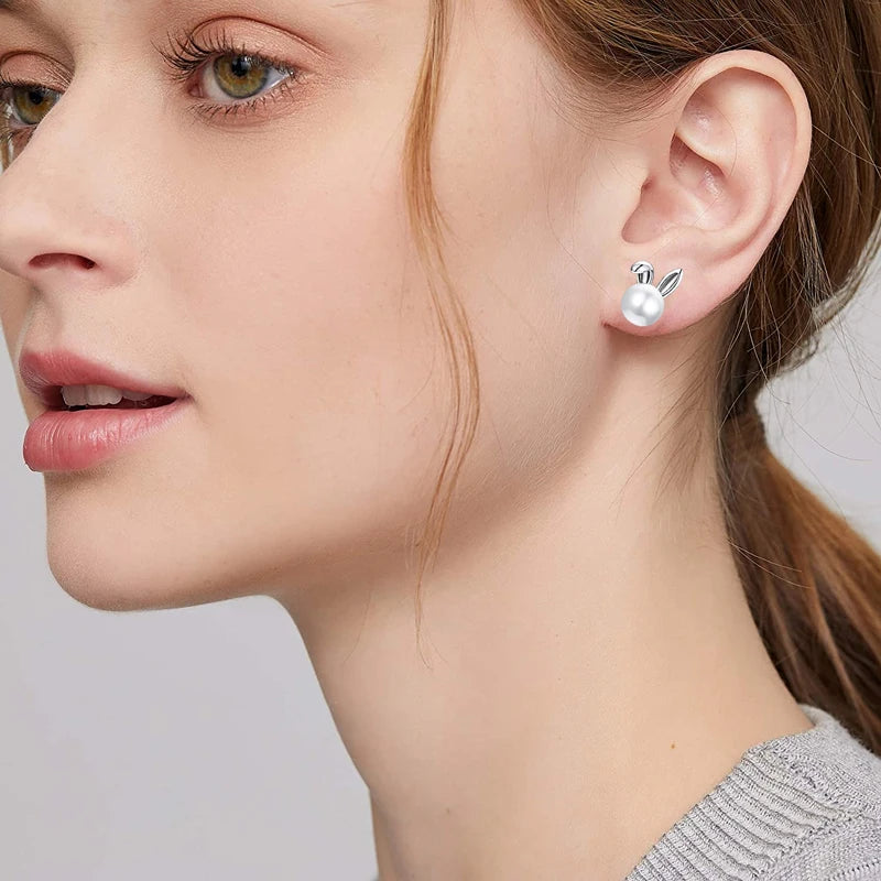 925 Sterling Silver Cute Bunny Earrings - TEA LU SHOP