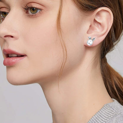 925 Sterling Silver Cute Bunny Earrings - TEA LU SHOP