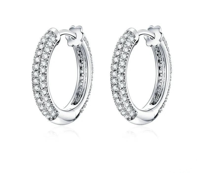 925 Sterling Silver Zirco Ear Hoops - TEA LU SHOP