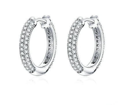 925 Sterling Silver Zirco Ear Hoops - TEA LU SHOP