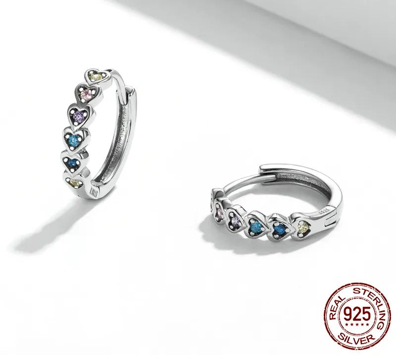 925 Sterling Silver Heart-Shaped Stackable Earrings - TEA LU SHOP
