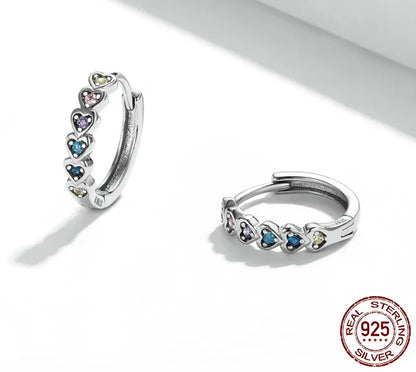 925 Sterling Silver Heart-Shaped Stackable Earrings - TEA LU SHOP