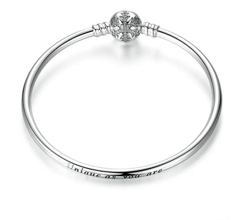 925 Sterling Silver Snowflake Clasp Bracelet - TEA LU SHOP