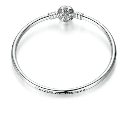 925 Sterling Silver Snowflake Clasp Bracelet - TEA LU SHOP