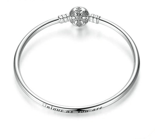 925 Sterling Silver Snowflake Clasp Bracelet - TEA LU SHOP