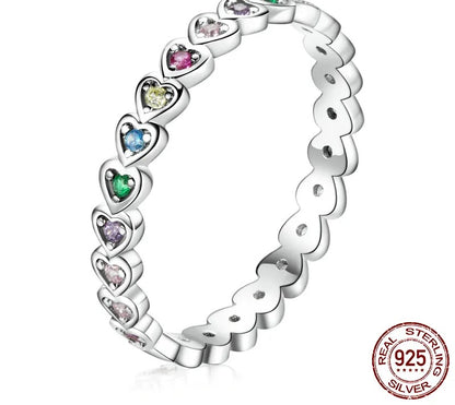 925 Sterling Silver Rainbow Love Ring - TEA LU SHOP