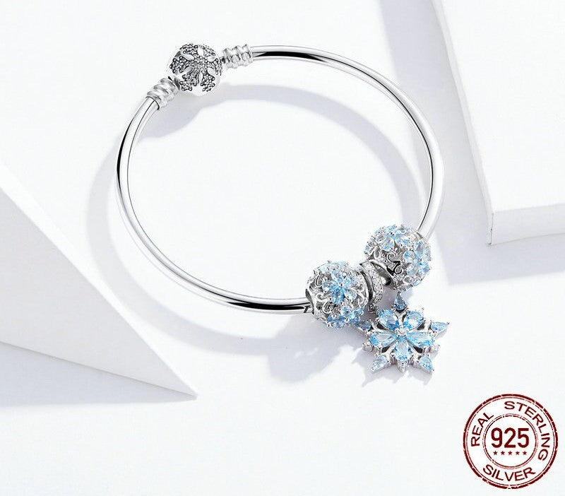 925 Sterling Silver Winter Snowflake Bracelet - TEA LU SHOP