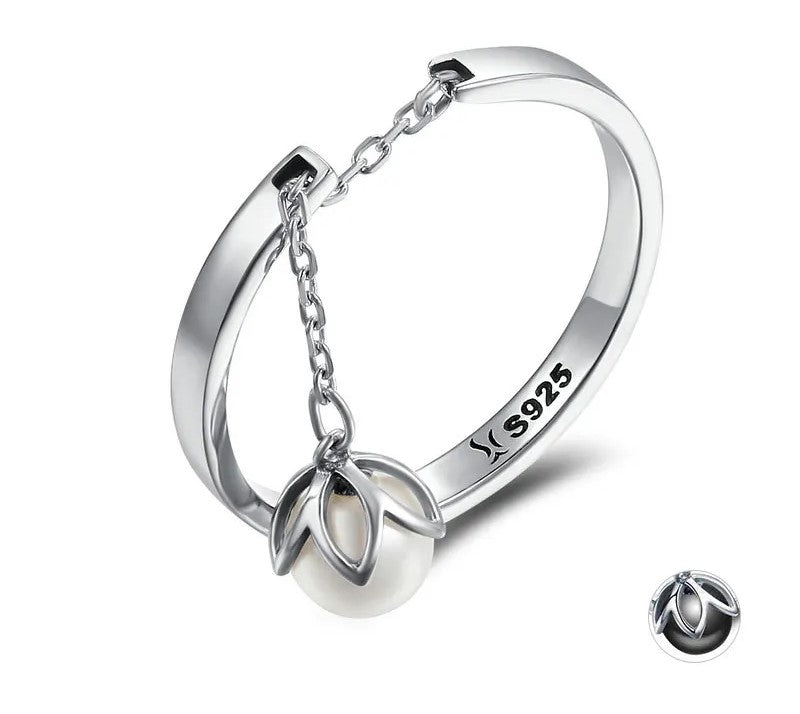 925 Sterling Silver Tears Of Flower Open Ring - TEA LU SHOP
