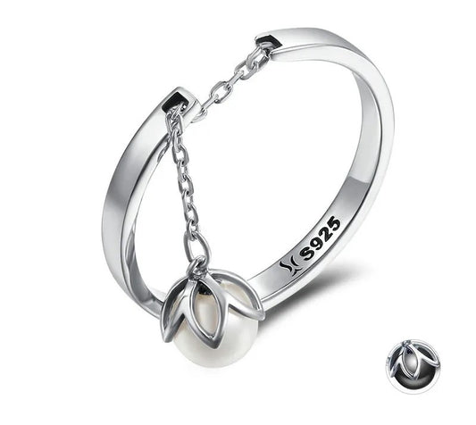925 Sterling Silver Tears Of Flower Open Ring - TEA LU SHOP