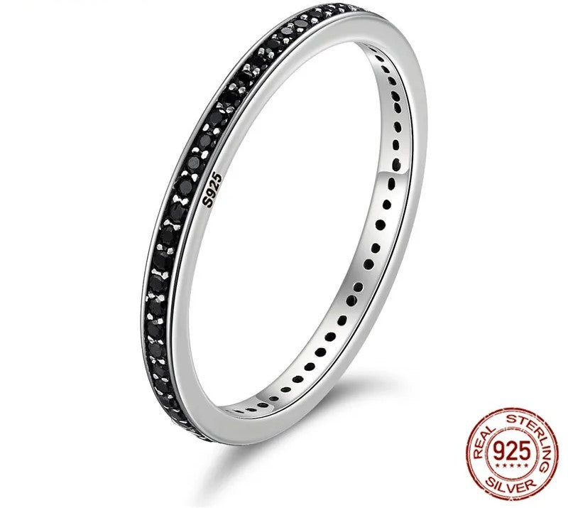 925 Sterling Silver Dazzling CZ Stackable Ring - TEA LU SHOP