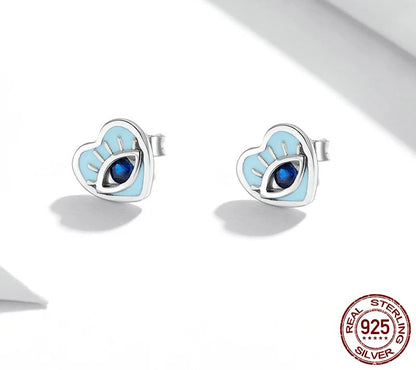 925 Sterling Silver Blue Devil Eye Earrings - TEA LU SHOP