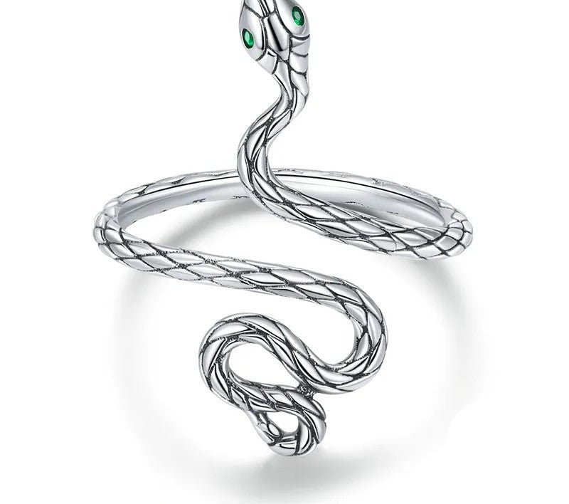 925 Sterling Silver Snake Open Ring - TEA LU SHOP