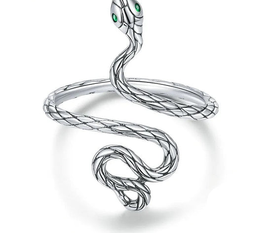 925 Sterling Silver Snake Open Ring - TEA LU SHOP