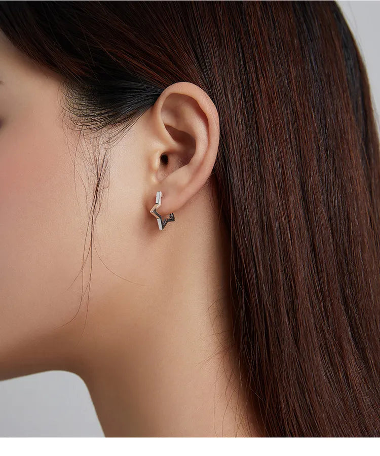 925 Sterling Silver Star Shape Earrings - TEA LU SHOP