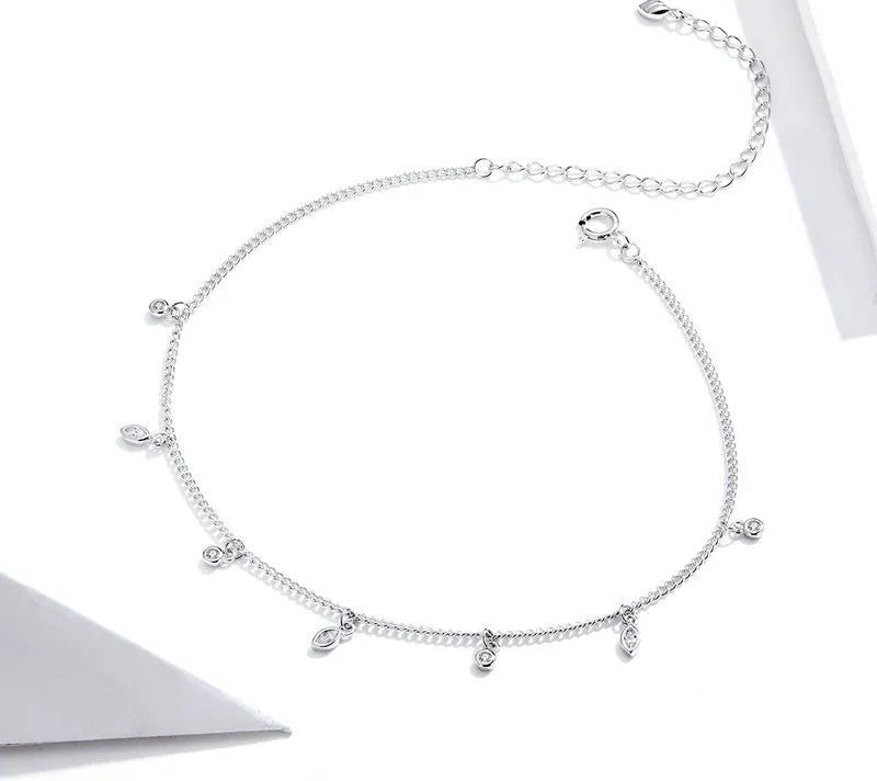 925 Sterling Silver Minimalism Anklet - TEA LU SHOP