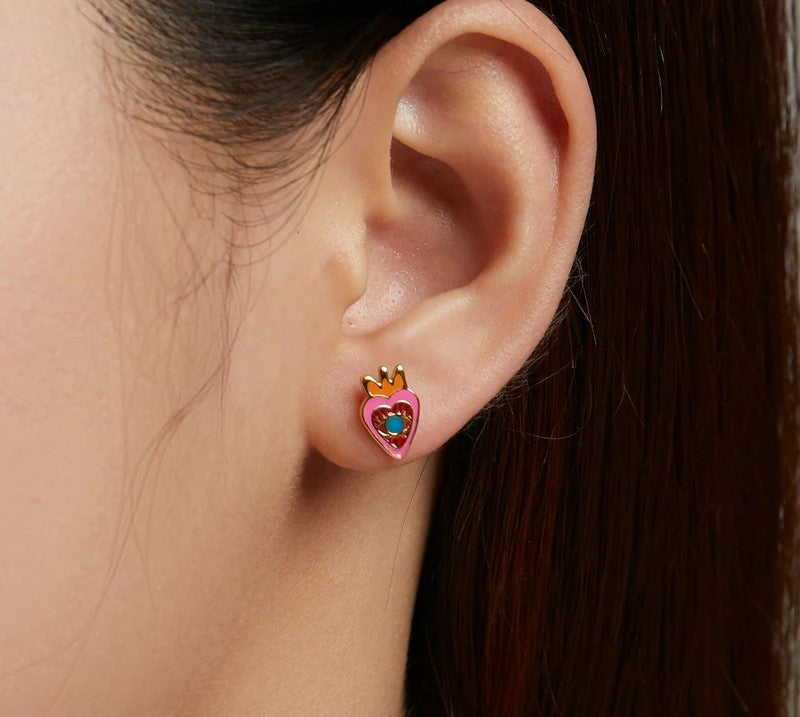 925 Sterling Silver Enamel Rainbow Earrings - TEA LU SHOP