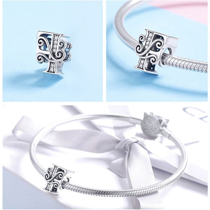 925 Sterling Silver Letter Charm - TEA LU SHOP
