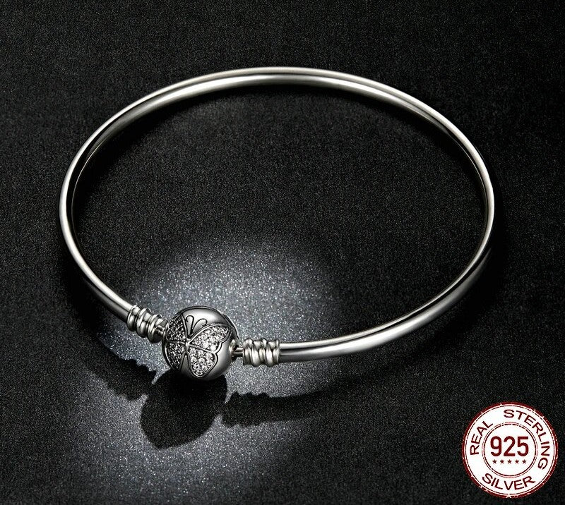 925 Sterling Silver Butterfly Basic Bracelet - TEA LU SHOP