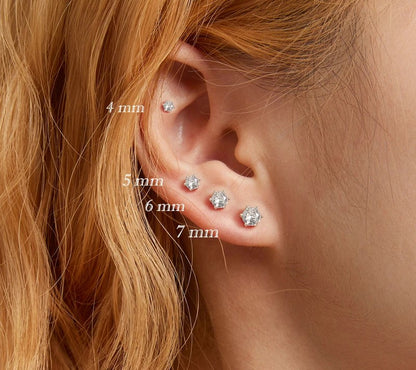 925 Sterling Silver Cubic Zircon Stud Earrings - TEA LU SHOP